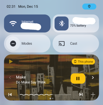 Screenshot of the media notification created by Tasker