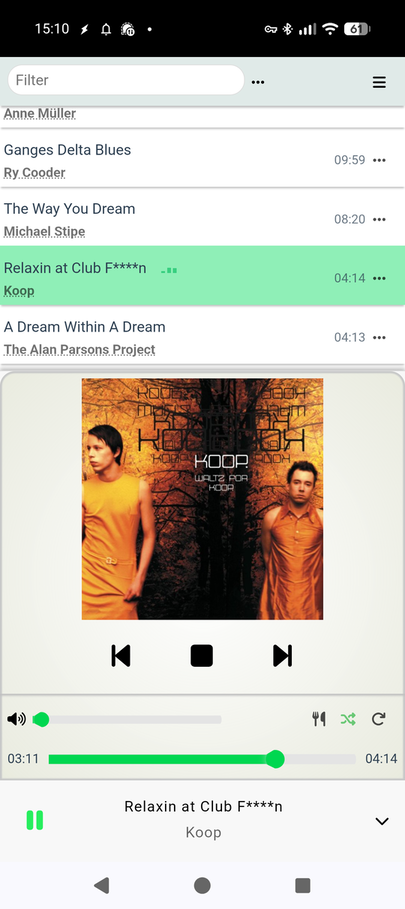 Screenshot of the Mopidy UI on
Platypush